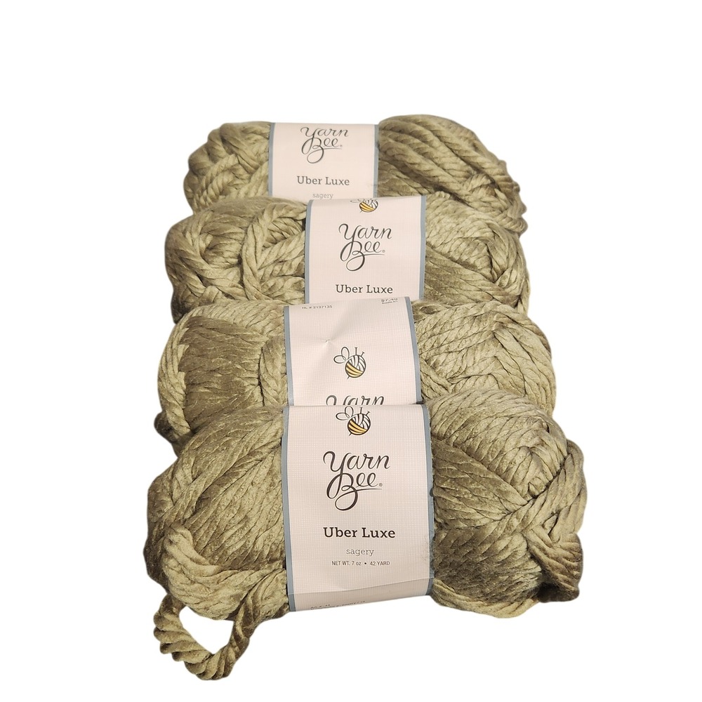 Yarn Bee Uber Luxe Sagery Green Super Bulky Acrylic Yarn 4 Skeins 7oz 42yd Each
